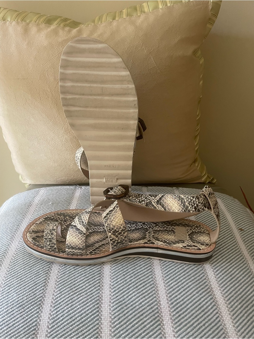 EUC-Louise et Cie Snakeskin-Pattern Sandal - Taupe and Brown - Picture 4 of 14